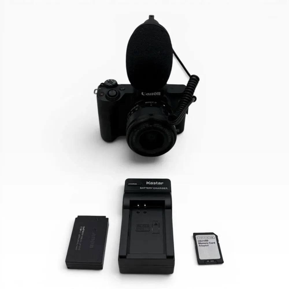 Canon EOS M50 Kit with 15-45mm Lens W Mic Memory Card